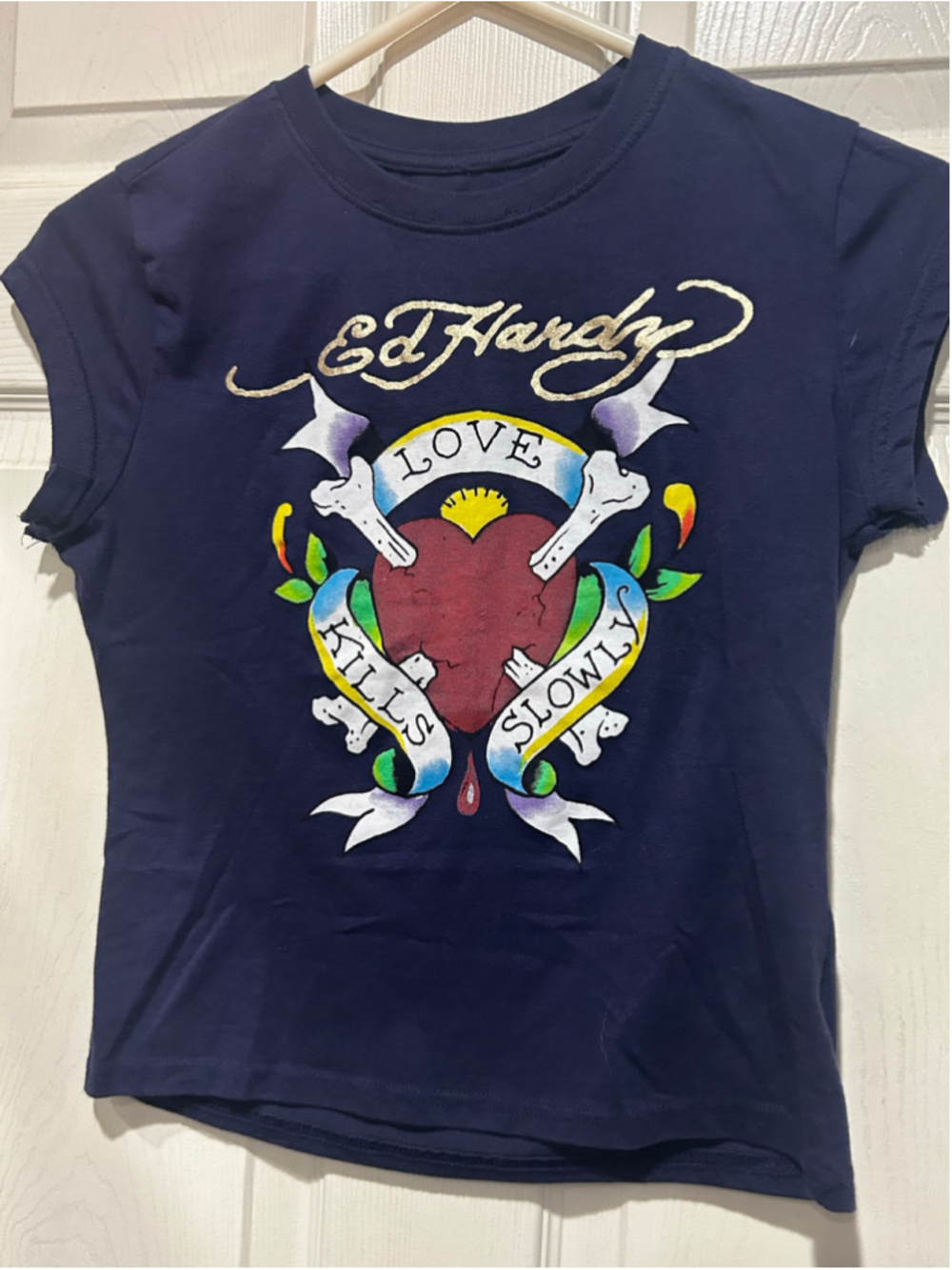 Women's Ed Hardy Graphic Baby t , Size L